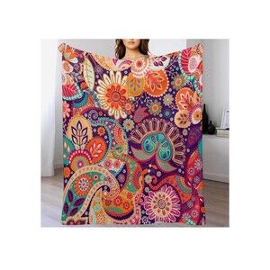 Boho Floral Blanket Throw Comfortable Cozy
